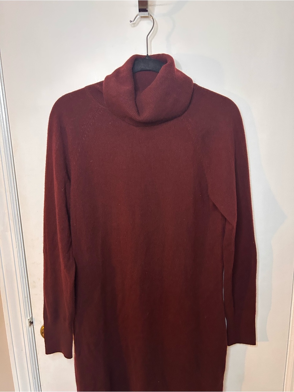 QUINCE BURGUNDY TURTLENECK SWEATER DRESS 100% MONGOLIAN CASHMERE SZ SM - Picture 3 of 6